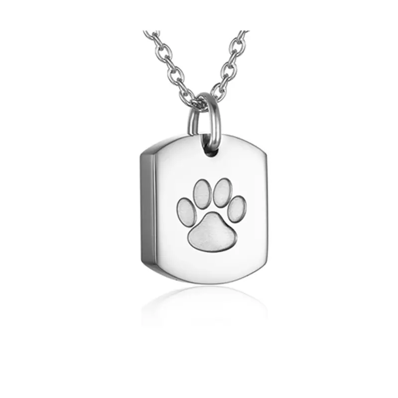 Silver block claw print pendant