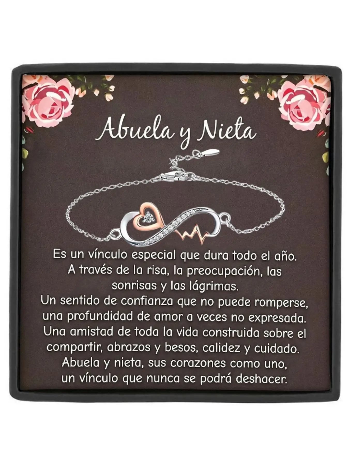 To Granddaughter Infinity Heartbeat Bracelet with Card and Gift Box Birthday/Christmas/Coming of Age Gift From Grandma
