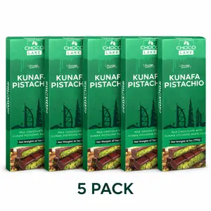 Dubai Pistachio Kunafa Chocolate Bar - 5 Pack Bundle (190g Each)