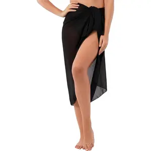 Divine threads Chiffon Sarong Swimsuit Cover Up for Women Lightweight Long Beach Wrap Skirt Adjustable Bathing Suit Pareo
