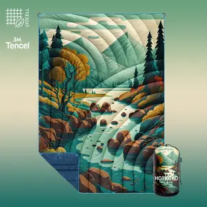 Hotkoko Camping Blanket,Multi-Color, Waterproof & Windproof Quilt,Ideal for Bed, Couch, Travel, Camping, All Seasons, Home Bedroom Decor