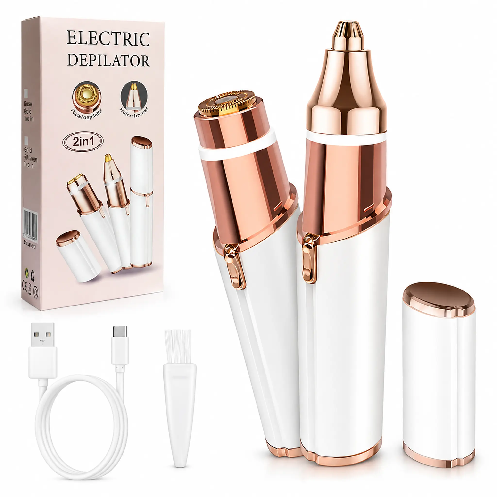 Rechargeable Facial Hair Remover for Women, Electric Face Shaver for Peach Fuzz, Upper Lip & Chin, White