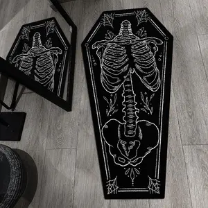 1 pc long rug | Halloween rug | Creative coffin shape pattern | Soft and comfortable non-slip design machine washable | Halloween home decoration | Suitable for living room and bedroom floor decoration room floor home decoration cloakroom study l