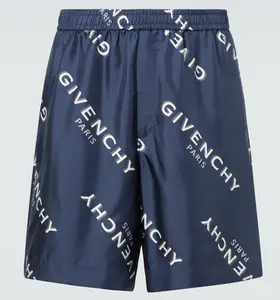 Givenchy Paris Navy Shadow Silk Bermuda Shorts Size 50
