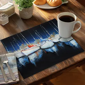 360 stand Evening At the Marina Blue Coastal Placemat & Coaster Set, 14x18 in., Aesthetic Beach Kitchen Tableware for Home Decor (CPPM141872F3P), Coasters