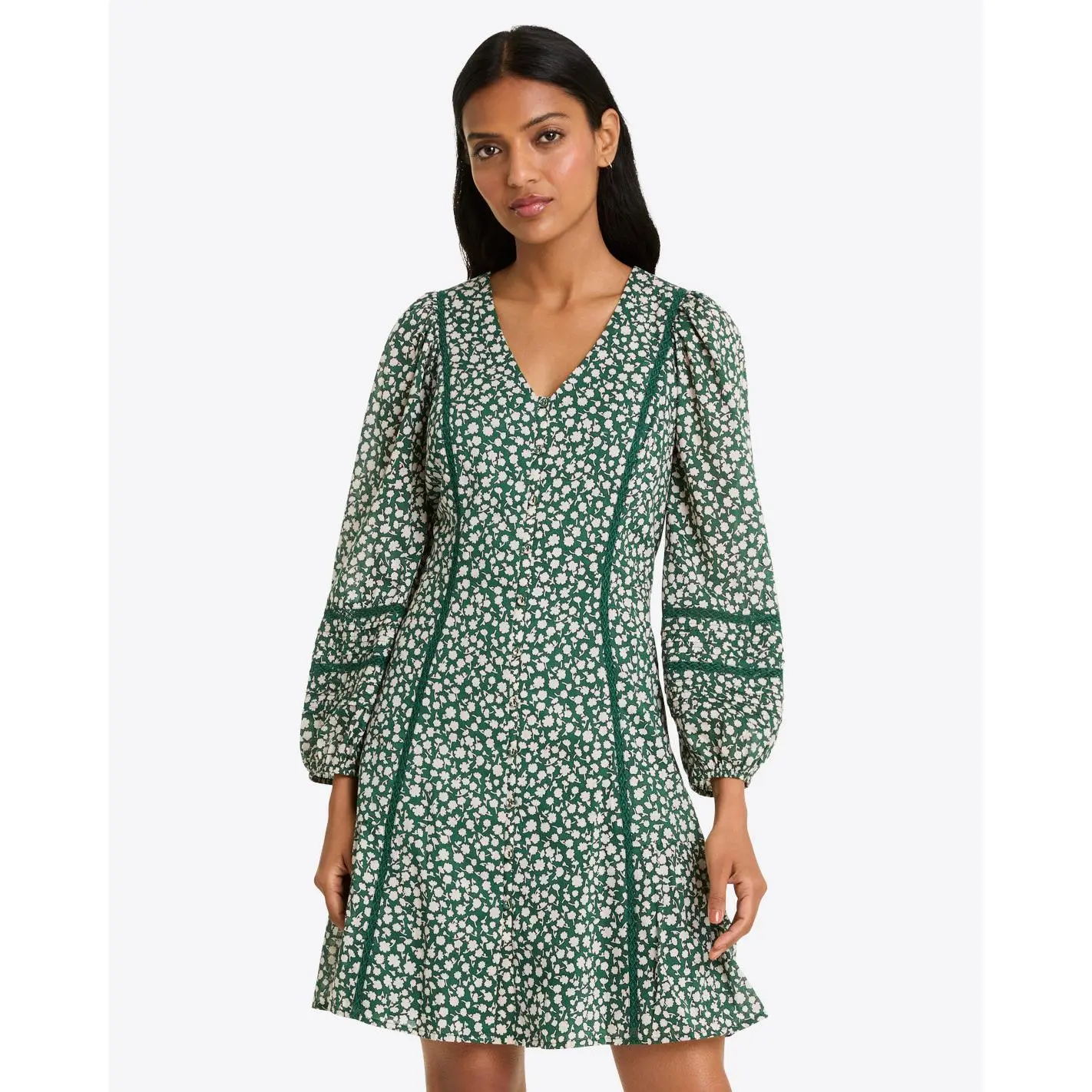 Gwen Long-Sleeve Dress in Gauzy Cotton