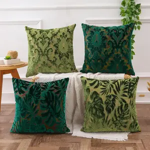 Tropical Leaf Pattern Cushion Cover, 2 Counts/set Green Decorative Throw Pillow Cover, Household Decoration Supplies for Home Living Room Bedroom