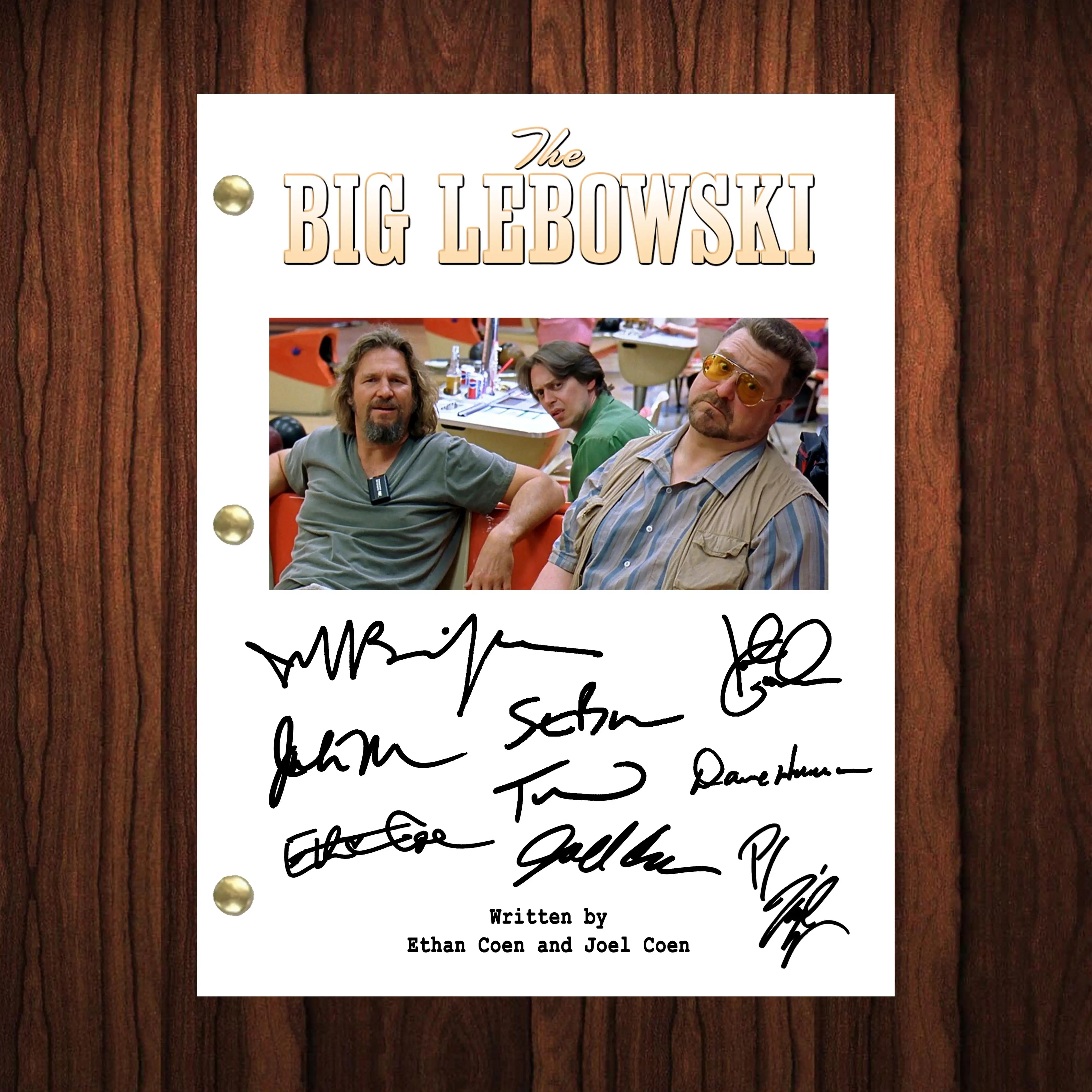 The Big Lebowski Movie Autographed Signed Script Reprint Cast Signed Jeff Bridges The Dude John Goodman Walter Sobchak