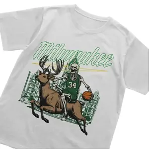 Milwaukee Basketball Shirt - Graphic Tees - Bootleg - Vintage - Skeleton Shirt - 90s - Merch Tee - Milwaukee Shirt - Streetwear