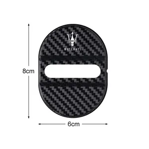 4pcs Car Door Protection Lock Cover, Carbon Fiber Patterned for Maserati Ghibli Levante Gt Quattroporte, Emblem Sticker Badge Decal Accessories