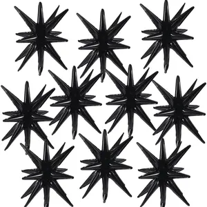 10 count  Balloons - Explosion Starburst - One- Foil Cone for Birthday, Wedding, Anniversary Party Decoration (Black, 22 Inch)