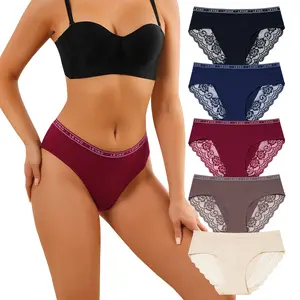 LEVAO Cotton Lace Cheeky Bikini Underwear – Low Rise Soft Stretch Everyday Panties for Women, 5 Pack S–XXL