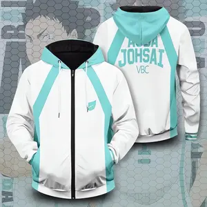 3D digital printing animation peripheral volleyball youth hooded zipper shirt casual couple sweater