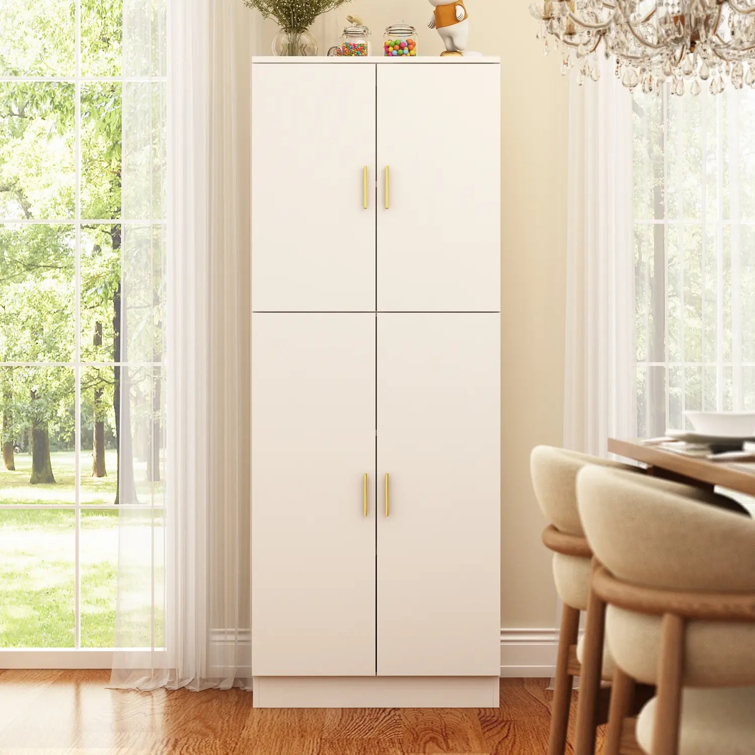 FUFU&GAGA 5-Tier Storage Cabinet Kitchen Pantry Cupboard Home Office Bookcase with Adjustable Shelves