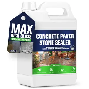 Stone Sealer, 1 Gallon - Max Gloss Wet Look for Pavers, Driveways & Patios -  & , Long-Lasting Protection with  Color for  Stone Surfaces