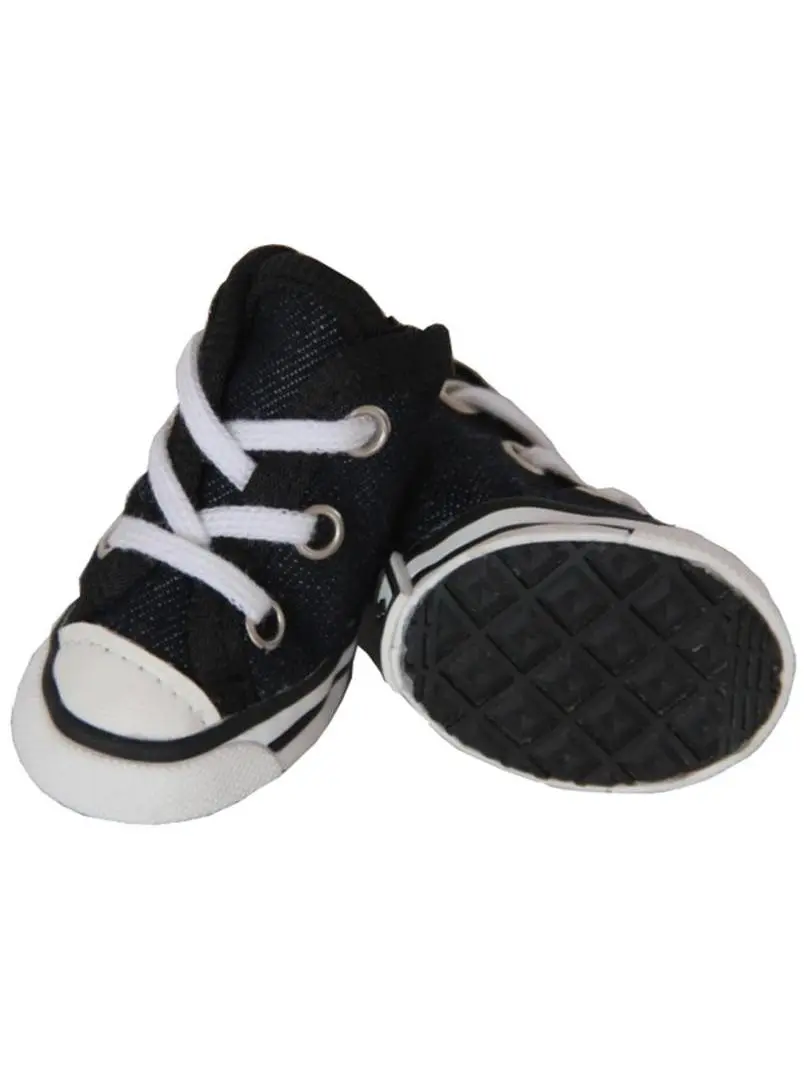 Pet Life LLC Extreme-Skater Canvas Casual Slip-Resistant Paw Protector Pet Sneakers - Set of 4, Paw Protectors