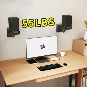 suptek Speaker Wall Mounts, Dual Speaker Stands for Surround Sound Speakers, Universal Bracket, Tilt Swivel Shelves Up to 55lbs Black SPM201B(2 Pack)