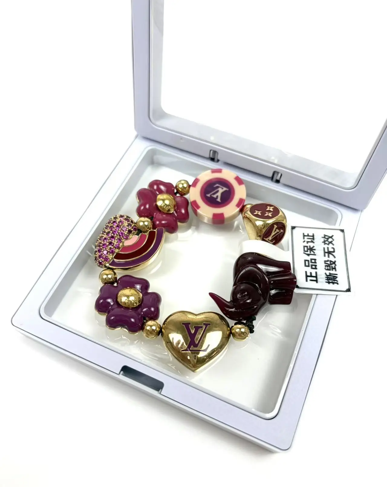 Pre-owned Louis Vuitton Elegant Floral Design & Heart Design Bracelet