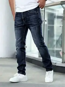 Men's Slim Fit Stone Washed Jeans, Classic Casual Pants with Comfortable Elastic Fabric. Perfect for casual wear, office, and daily occasions, suitable for all scenarios. Features a trendy tapered leg design, embodying modern fashion and street style.