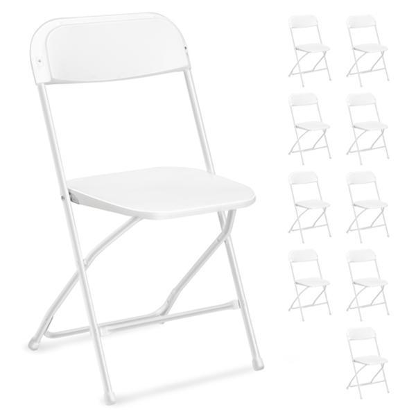 Outvita 4/6/10 Pack White Black Plastic Folding Chair, Indoor Outdoor Portable Stackable Commercial Seat with Steel Fram
