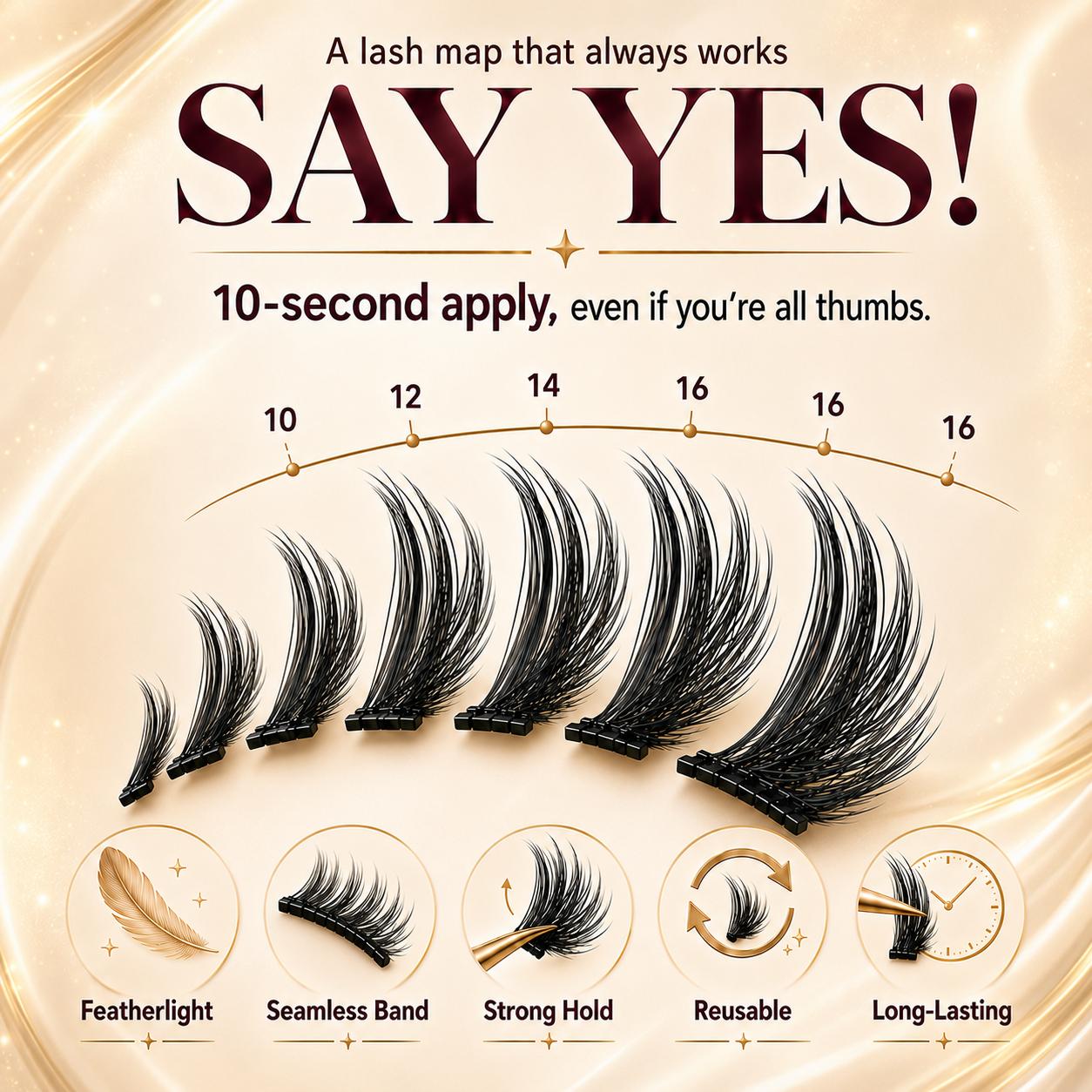 GOROTA Glue-Free DIY Cluster False Eyelash Kit - C Curl, CC Curl Cosmetic Makeup Lash Extensions Sets, Natural Voluminous, Lightweight Soft, Beginner-Friendly Home Use, Cc Curl False Eyelashes & Adhesives