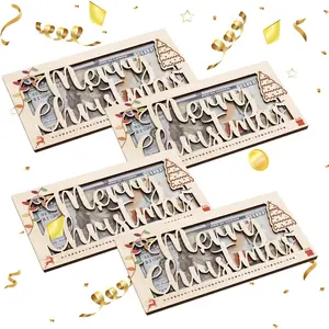 Wooden  Envelope  Wallet - Xmas  Holder for Christmas Party