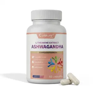 Cunkore Ashwagandha Capsules with L-Theanine, GABA, Magnesium Glycinate & 5-HTP – for Stress Relief, Mental Clarity, Nerve Calm, Sleep Support & Mood Balance, 60 Capsules, Vegan, Plant Based, Non-GMO, Gluten-Free