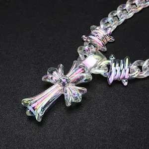 FaithFilledFinds Jesus Pendant ClearBarbed Wire Chain Necklace for Men, Women,Boys, Girls, Trendy Daily Wear Necklace forStreetwear, Birthday Gifts, Christmas Gifts, andParty Accessories