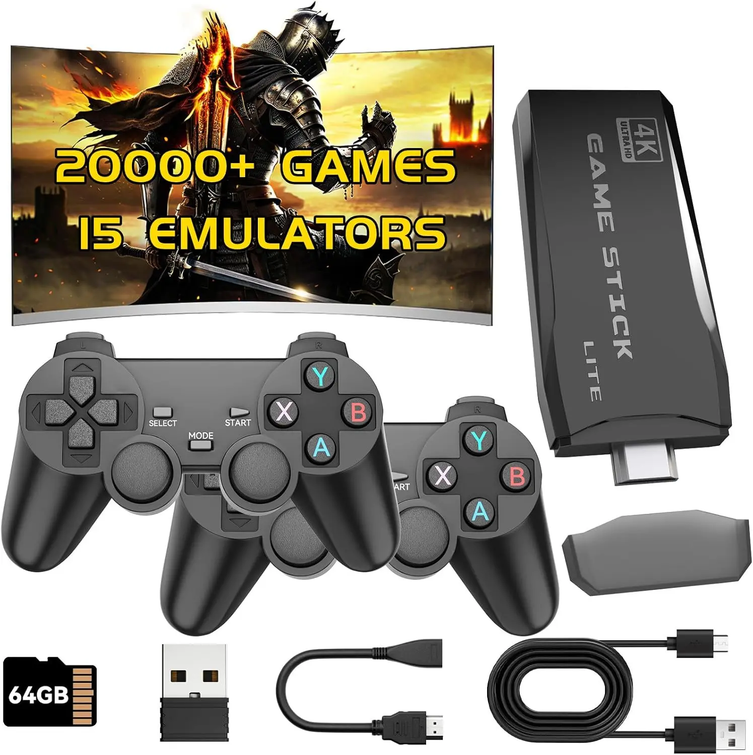 2025 New Retro Gaming Console with Controller Preloaded with 20,000+ Games and 15 Emulators Supports 4K HDMI Output Includes 2.4GHz Wireless Controller Plug-and-Play Compatibility with TVs The Perfect Holiday Gift for Boys and Girls