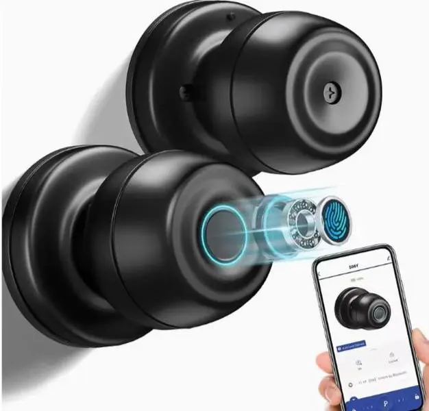 [Deals for You Days] Fingerprint Door Lock, Smart Fingerprint Door Knob with Lock, Biometric Door Lock with App Control And Key, Keyless Thumbprint Entry Door Lock for Bedroom, Front Door, Home, Apartment Office hellowen gift ,christmas gift, Fathers Gift
