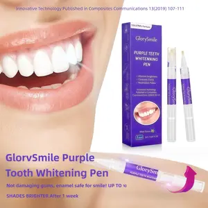 Glory Smile Non-Oxidizing Tooth Whitening Purple Gel Pen PAP+ V34 Model Specifically Suitable for Sensitive Teeth Safe for Enamel When Used Mint Flavor 3-Item Pack Professional Oral Care Whitening Gel Product
