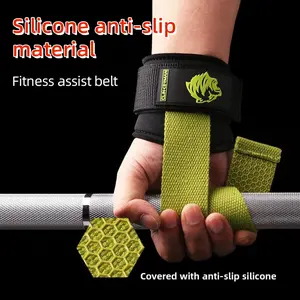 Adjustable Anti Slip Silicone Gym Straps Weight Lifting Wrist Support Pull Up Assist Bands Heavy Duty Training Grip Pads Squat Hand Protection Non Slip Dumbbell Barbell Accessories Unisex Home Gym Workout Equipment