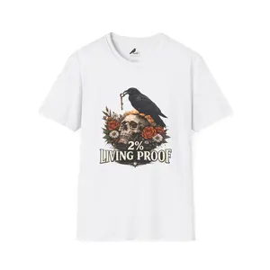 2% Living Proof Skull and Raven T-Shirt | Gothic Floral Graphic Tee