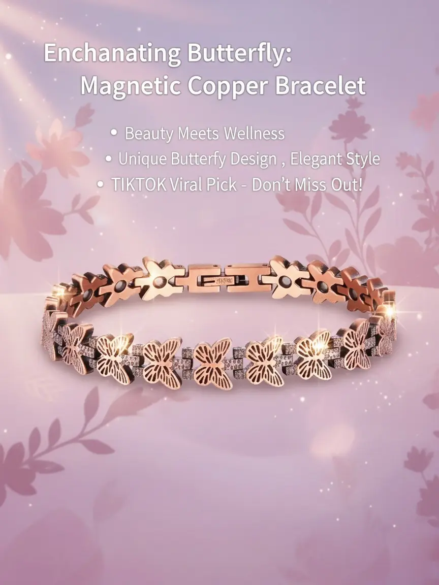 Copper Bracelets for Women, 99.99% Pure Copper Magnetic Bracelets with 3500 Gauss Neodymium Magnets with Adjustable Free Sizing Tool & Jewelry Box, Butterfly Pattern  bangle wellness  gift butterfly pattern