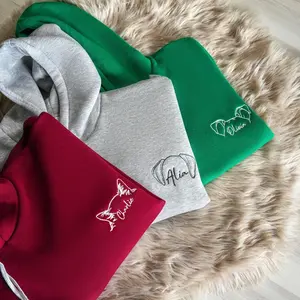 Dog Mom Embroidered Custom Sweatshirt, Personalized Pet Embroidered Hoodie, New Dog Owner Gift K