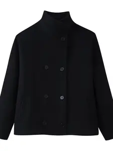 Women's Wool Coat Short Single Breasted Jacket Autumn Winter Fashion Outerwear Trench Coat Ladies Casual Blazer Solid Color Jackets