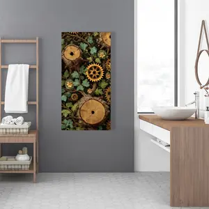 212 MAIN Hiding Gears Green 24x48 in. Wall Art - Minimalist Artistic Wall Arts, Stylish Home Decor Poster Print for Room Decoration