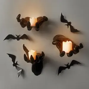 Spooky Hands Wall Decor - Gothic Home Decorations for Kitchen Bedroom, Halloween Sculpture Creepy Witch Hands Hook Hanging Keys Jewelry