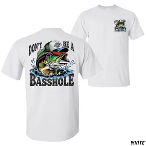 Don’t Be A Basshole Fishing T-Shirt, Sunglasses-Wearing Bass Graphic Tee, Soft Cotton Blend Shirt, Bold Angler Humor Apparel for Men, Gift for Fisher Buddies