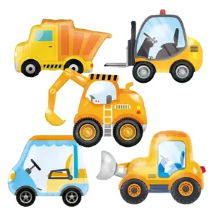 5pcs Construction Party Balloon Carton Vehicle Balloon Excavator Forklift Crane Balloons for Boy's Construction Birthday Party