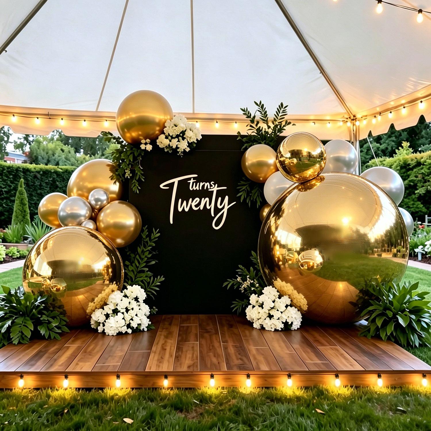 5 PCS Reflective Iridescent Silver Metallic Inflatable Mirror Ball Balloons Set with Pump - Reusable Giant PVC Spheres, Lightweight Party Decor for Festival, Outdoor Garden Home Supplies 5 PCS Reflective Iridescent Silver Metallic Inflatable Mirror Ball Balloons Set with Pump - Reusable Giant PVC Spheres, Lightweight Party Decor for Festival, Outdoor Garden Home Supplies