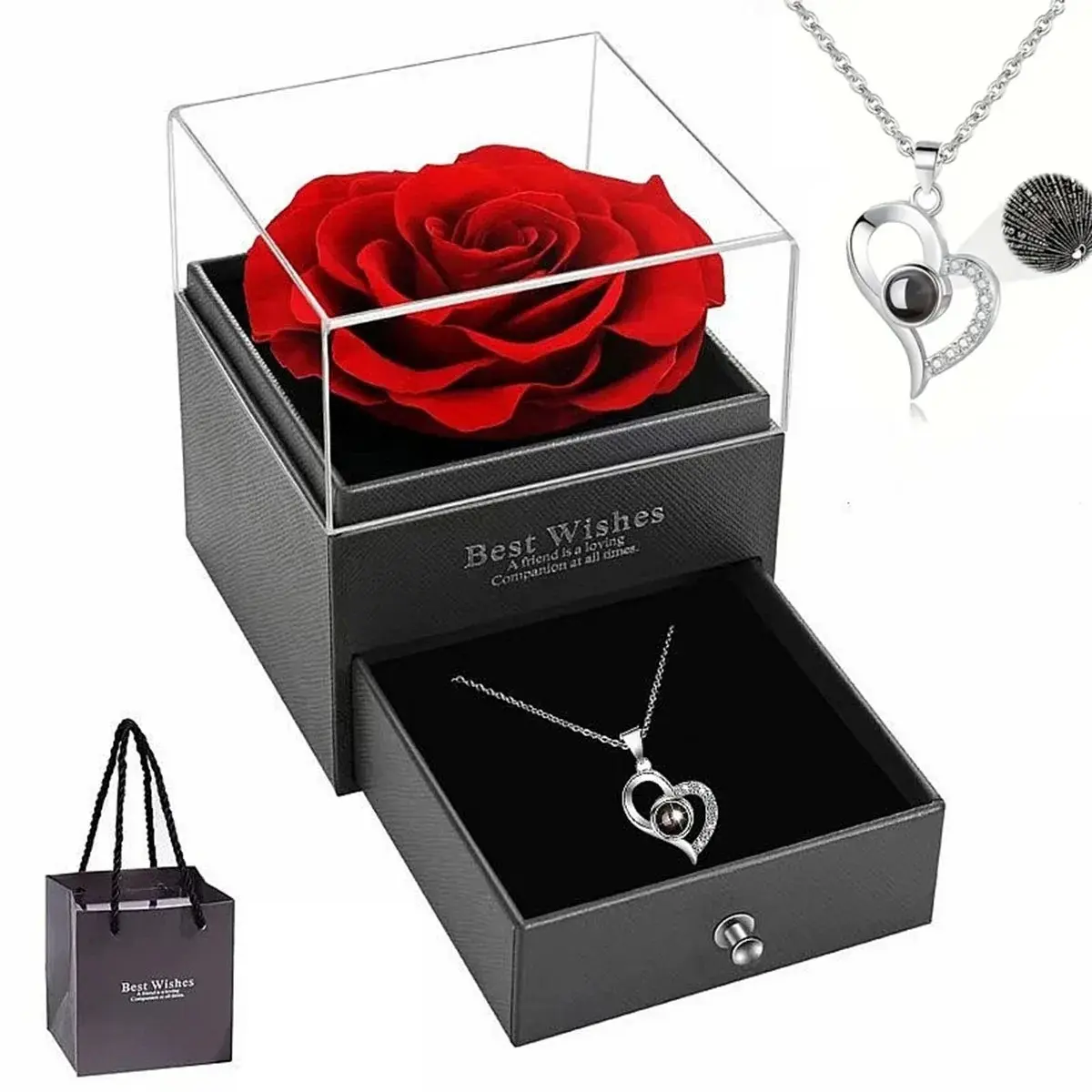 100 Languages "I Love You" Projection Necklace, Elegant Heart-Shaped Pendant Exquisite Jewelry Gift, Romantic Valentines Day Anniversary Gift for Her, Amour Heart Necklace, Romantic Accessories