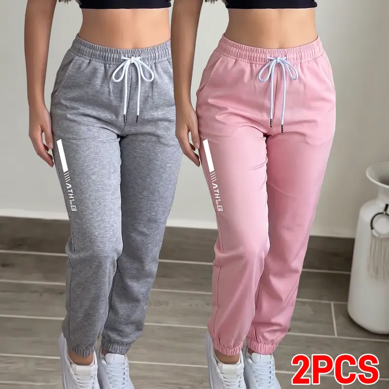 Women's 2PCS Lightweight Ultra-Thin Stretchy Straight Leg Pants - All-Seasons Drawstring Mid Waist, Stylish Pocket Openings, Polyester Blend, Suitable for Outdoor Activities & Everyday Outings