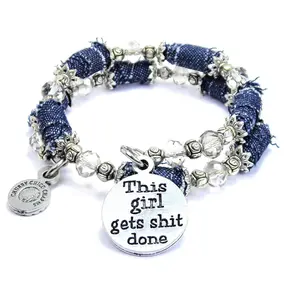 This girl gets SHT done  Blue Jean Beaded Wrap Bracelet