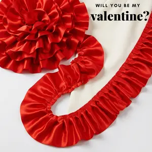 IDONGCAI Satin Ruffle Pleated Lace Trim Ribbon – Gathered Edge Decorative Applique for Sewing, Home Decor & DIY Crafts