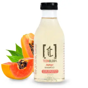 TEENOLOGY Acne Safe Shampoo for Teens - Dermatologist Recommended - No Sulfates, Parabens, or Pore-clogging Oils, Noncomedogenic, Moisturizing Haircare for Teens with Forehead or Body Acne, Hydrating Blend, Fresh Papaya Scent