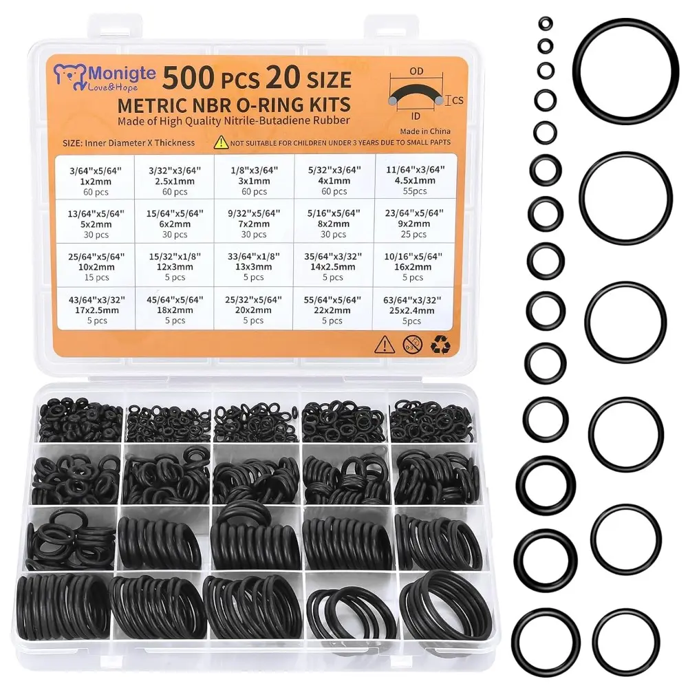 500 Pcs 20 Sizes O Ring Kit,Rubber O-Ring Assortment Kit, Rubber Washers For Pressure Washer,Gasket Rings Set For Plumbing, Various Car,Auto,Vehicle Repair, Air or Gas Sealing Connections Resist