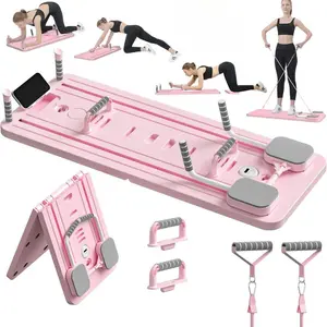 Pilates Board - Pilates Reformer Set, Multi-Purpose Foldable Pilates Reformer Board for Home, 5 in 1 Pilates Sliding Board (Pink)