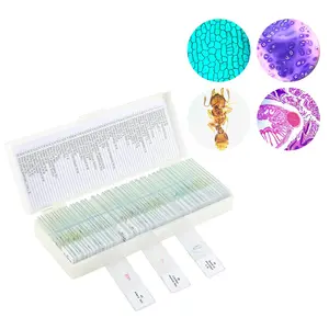 60 Prepared Microscope Slides With Specimens, Glass Slide Preparation Kit for Kids and Biology Science Classes