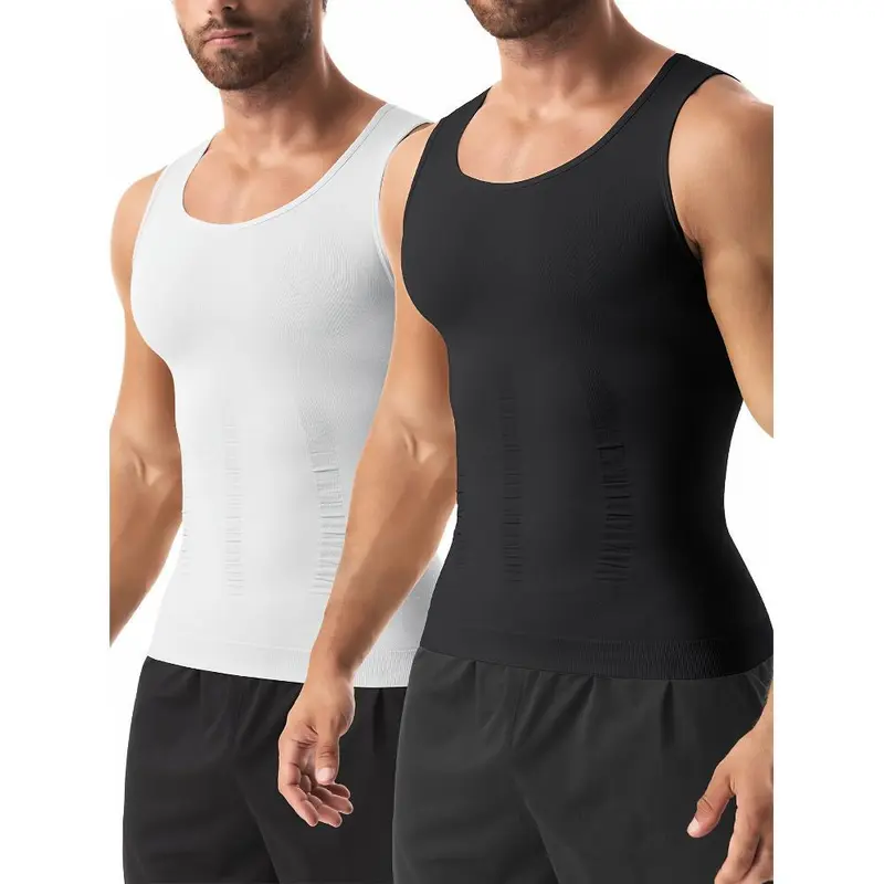 high quality Men's Body Shaper Shirt Tummy Vest Thermal Compression Base Layer  Muscle Tank Top Shapewear sauna vest